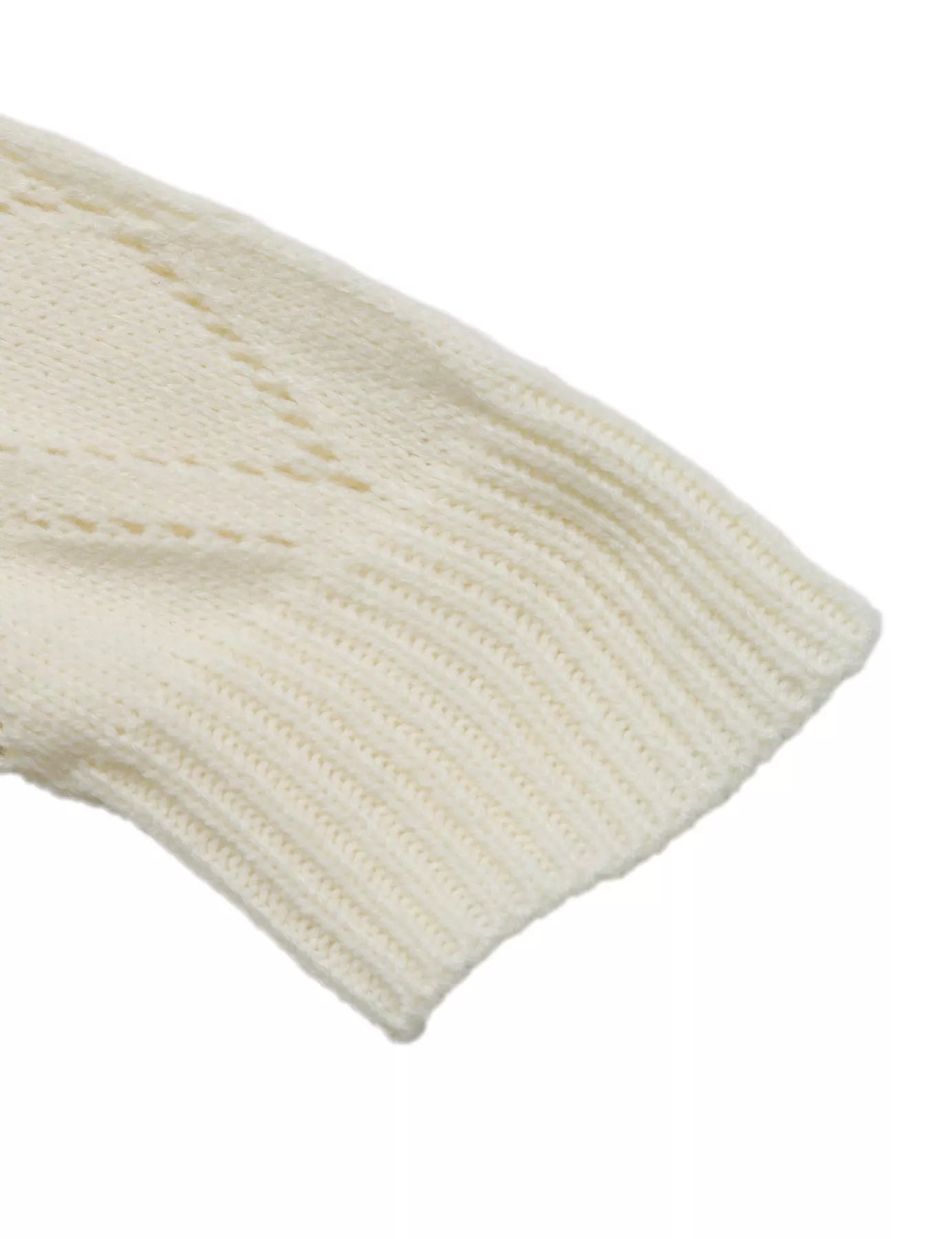 Openwork V-Neck Long Sleeve Sweater Trendsi
