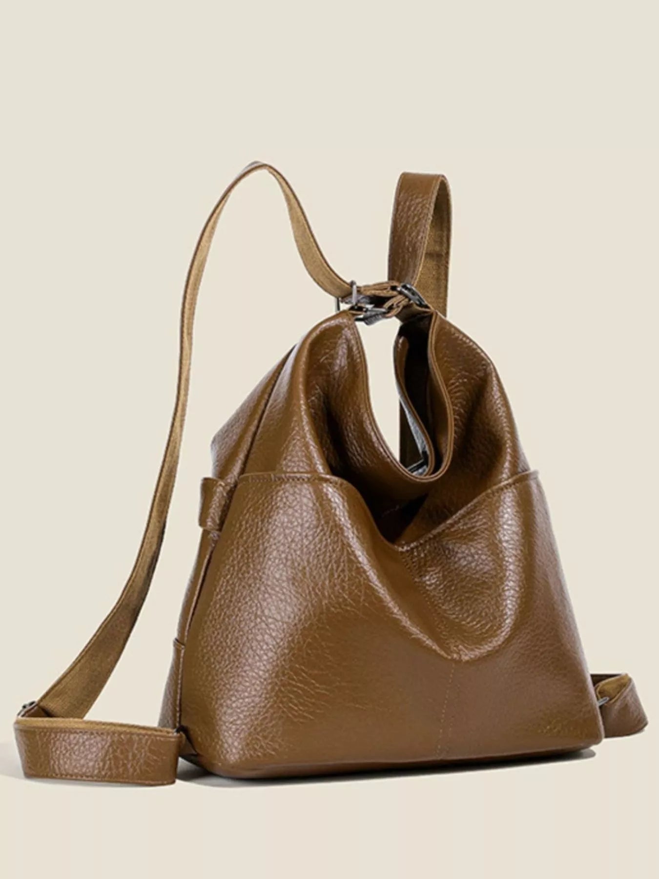 Leather Convertible Shoulder Bag Brown onesize OutfitFlow