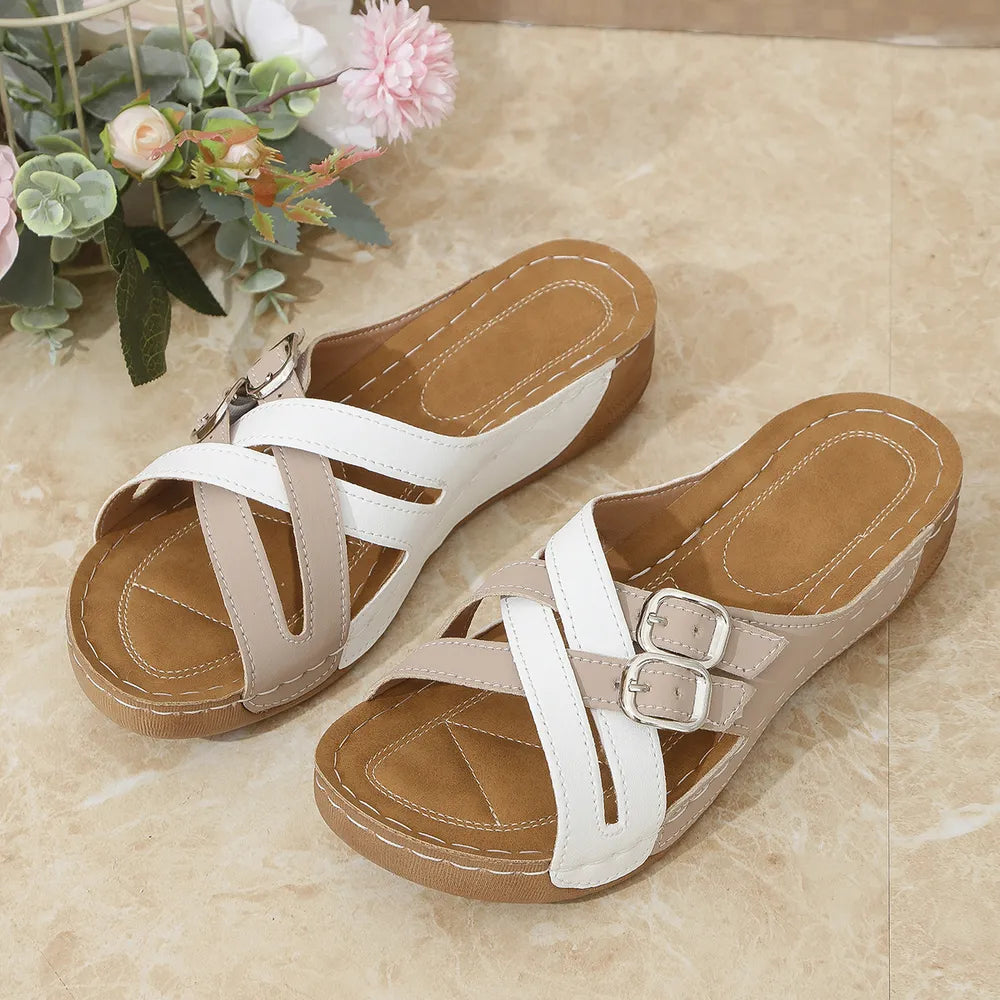 Open Toe Flats Sandals Off-white OutfitFlow