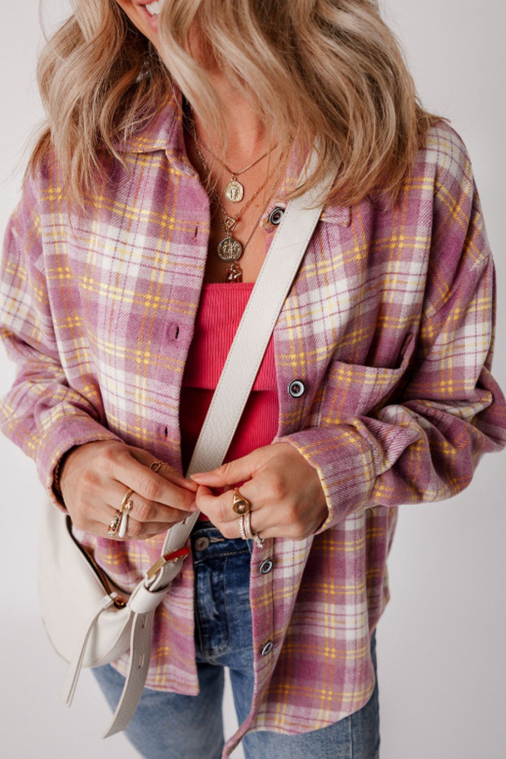 Outfit Flow - Plaid Collared Neck Button Up Jacket