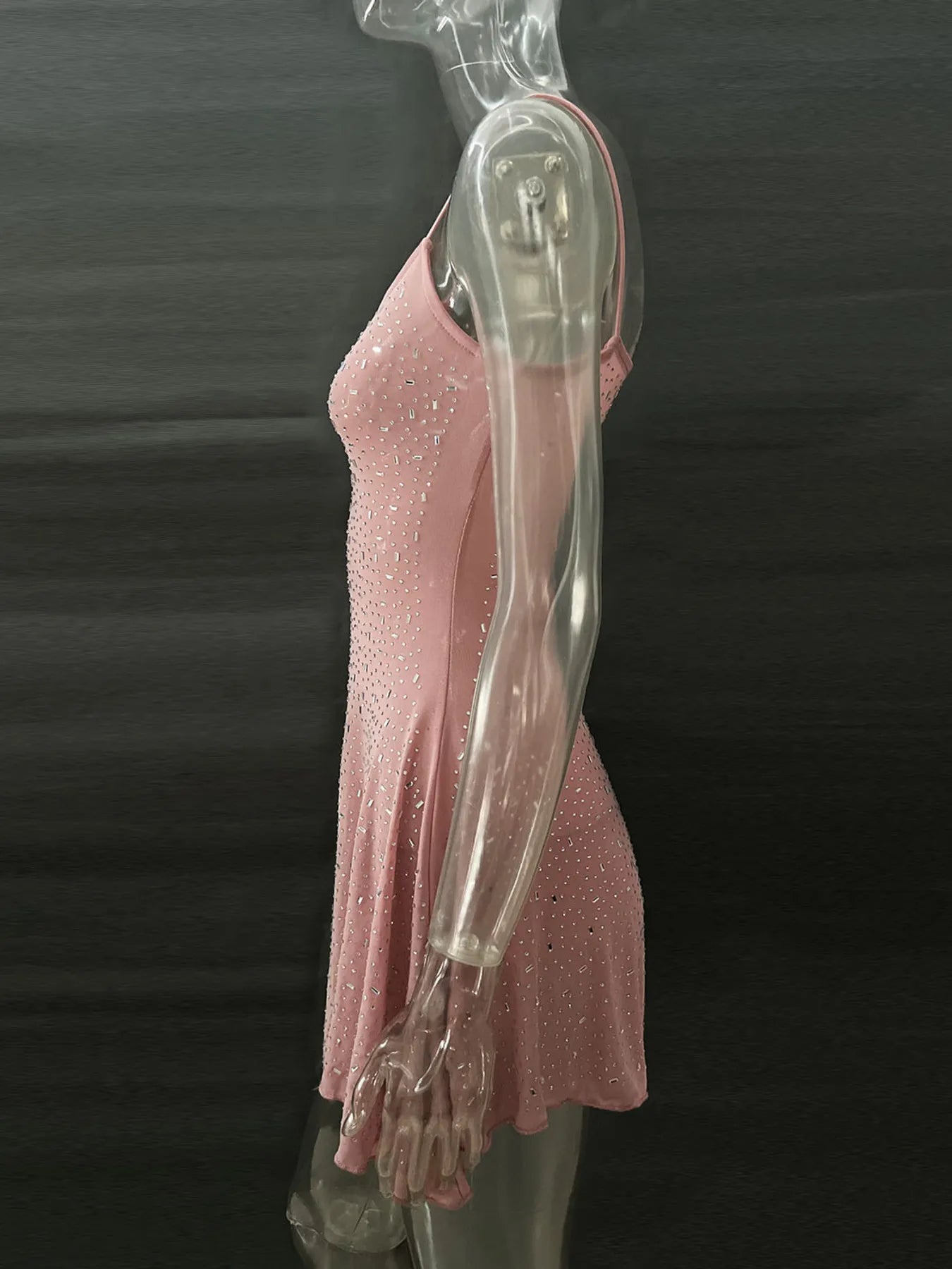 Rhinestone Decor Mini Cami Dress OutfitFlow