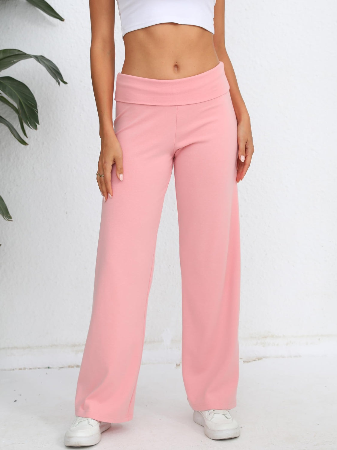 Elastic Waist Wide Leg Pants OutfitFlow