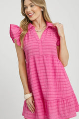 Umgee Ruffle Cap Sleeve Textured Mini Dress OutfitFlow