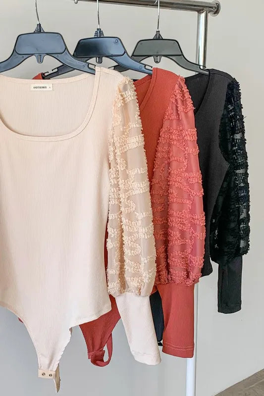 And The Why Textured Puff Sleeve Bodysuit OutfitFlow