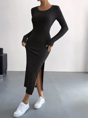 Full Size Ribbed Knit Bodycon Midi Dress Plus Size OutfitFlow