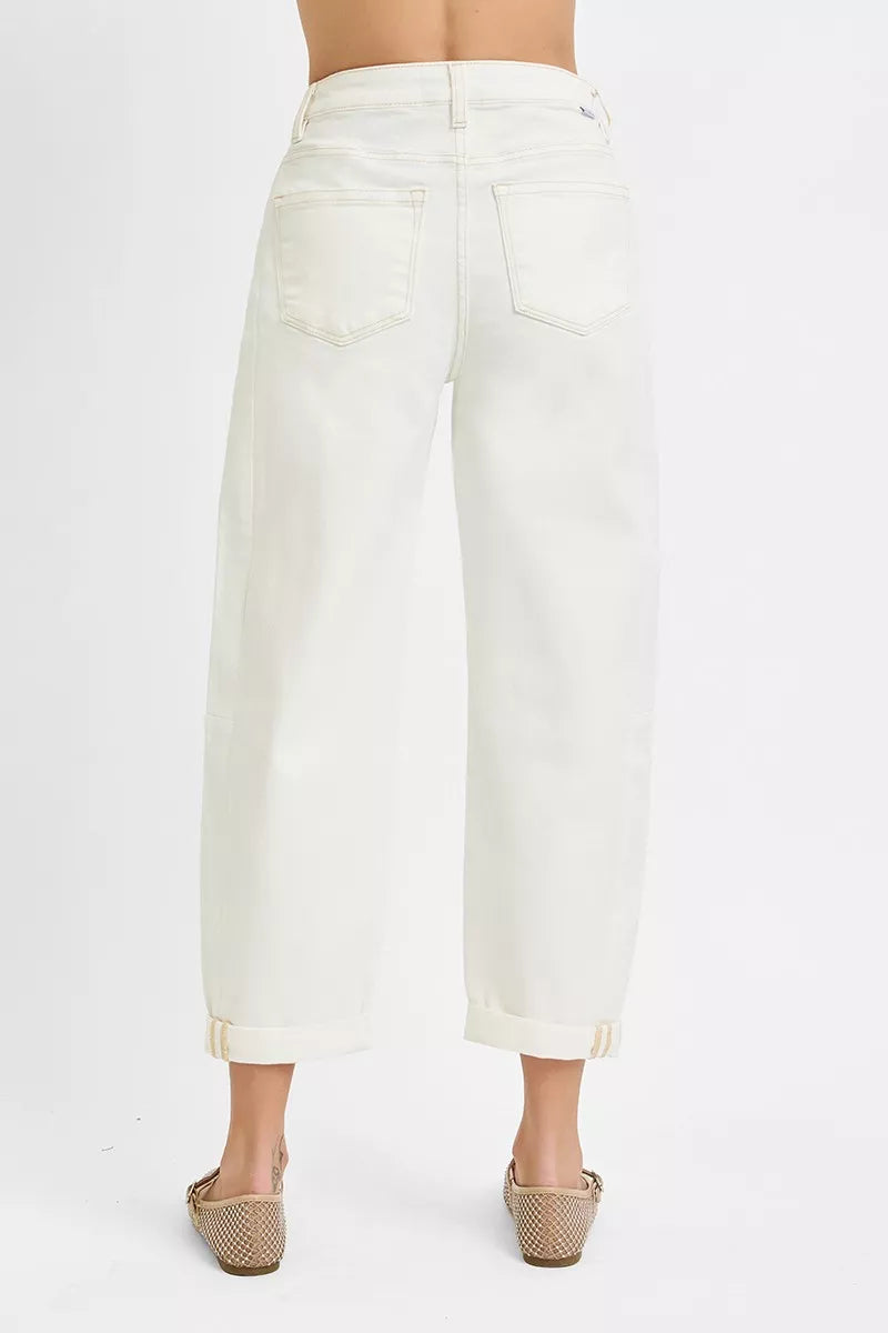 RISEN Full Size High Rise Barrel Cropped Jeans Plus Size OutfitFlow