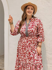 Plus Size Floral Print Long Sleeve Maxi Dress OutfitFlow