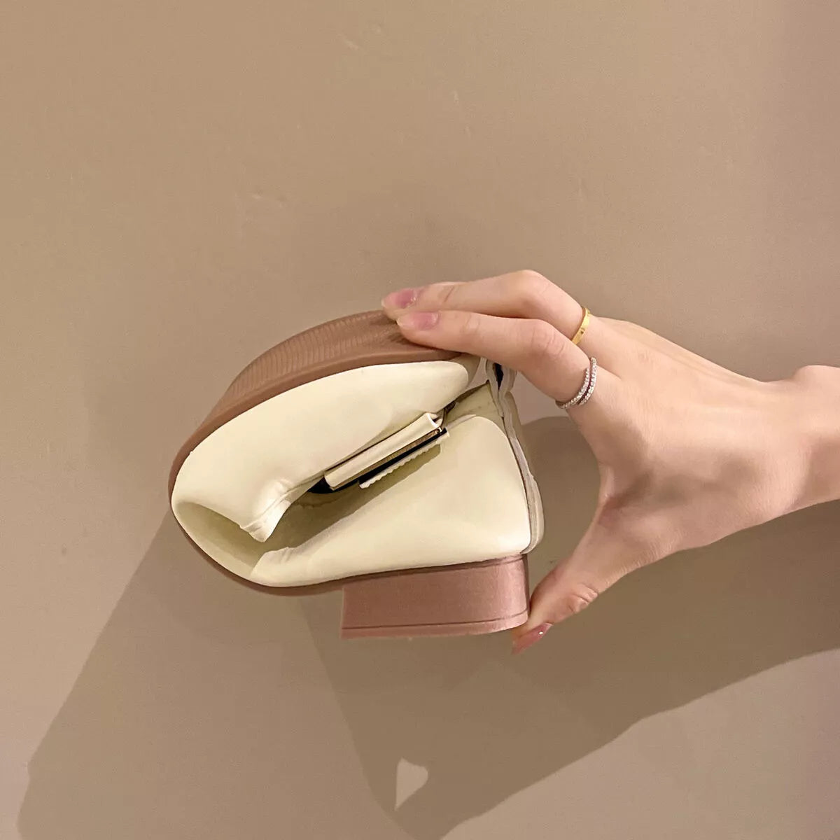 Round Toe Block Heels Slip-Ons OutfitFlow