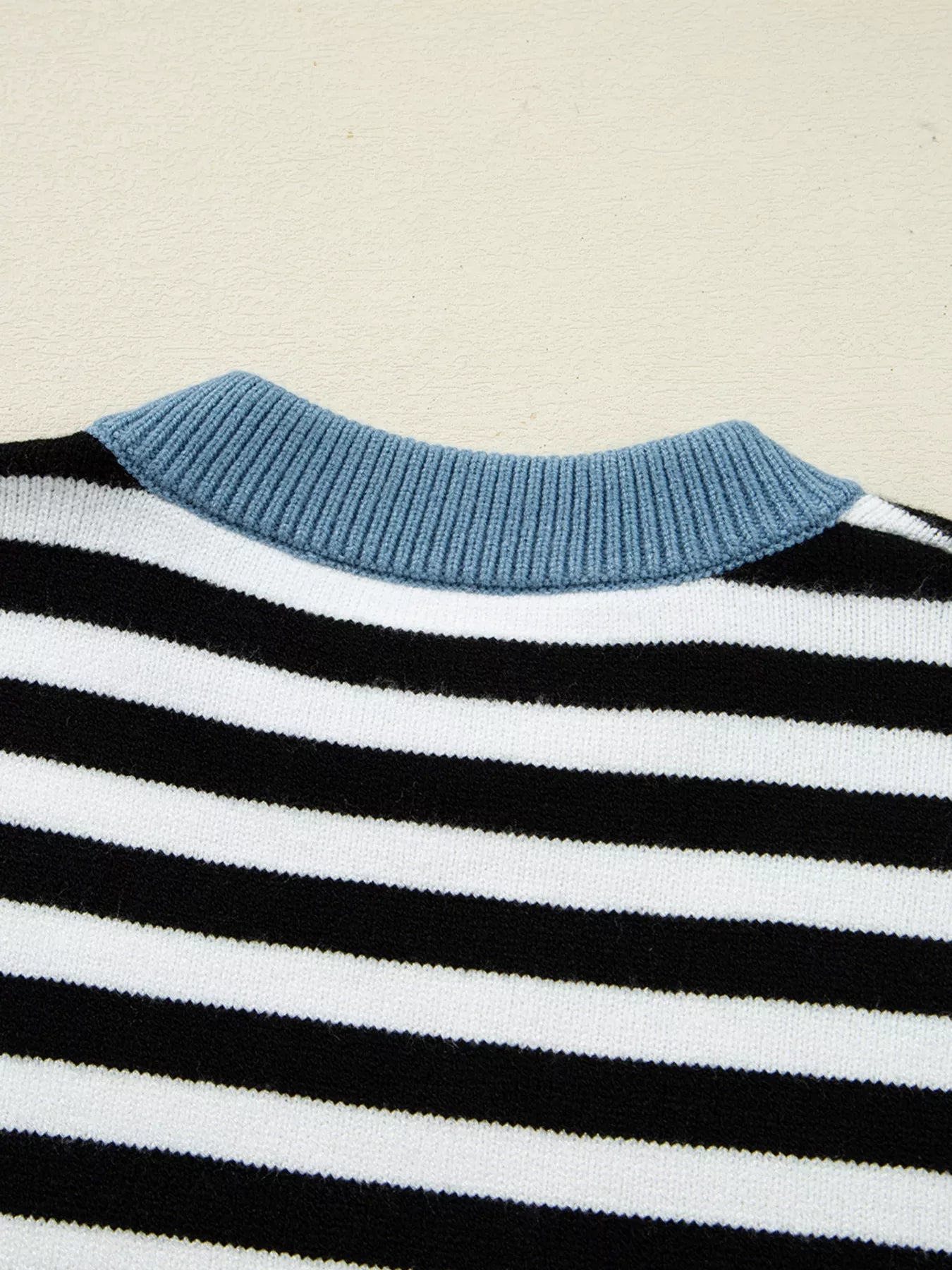 Striped Panels Colorblock Sleeve Sweater OutfitFlow