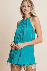 BiBi Pleating Knit Halter Neck Top OutfitFlow