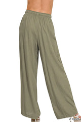 Zenana Linen Drawstring Pants OutfitFlow