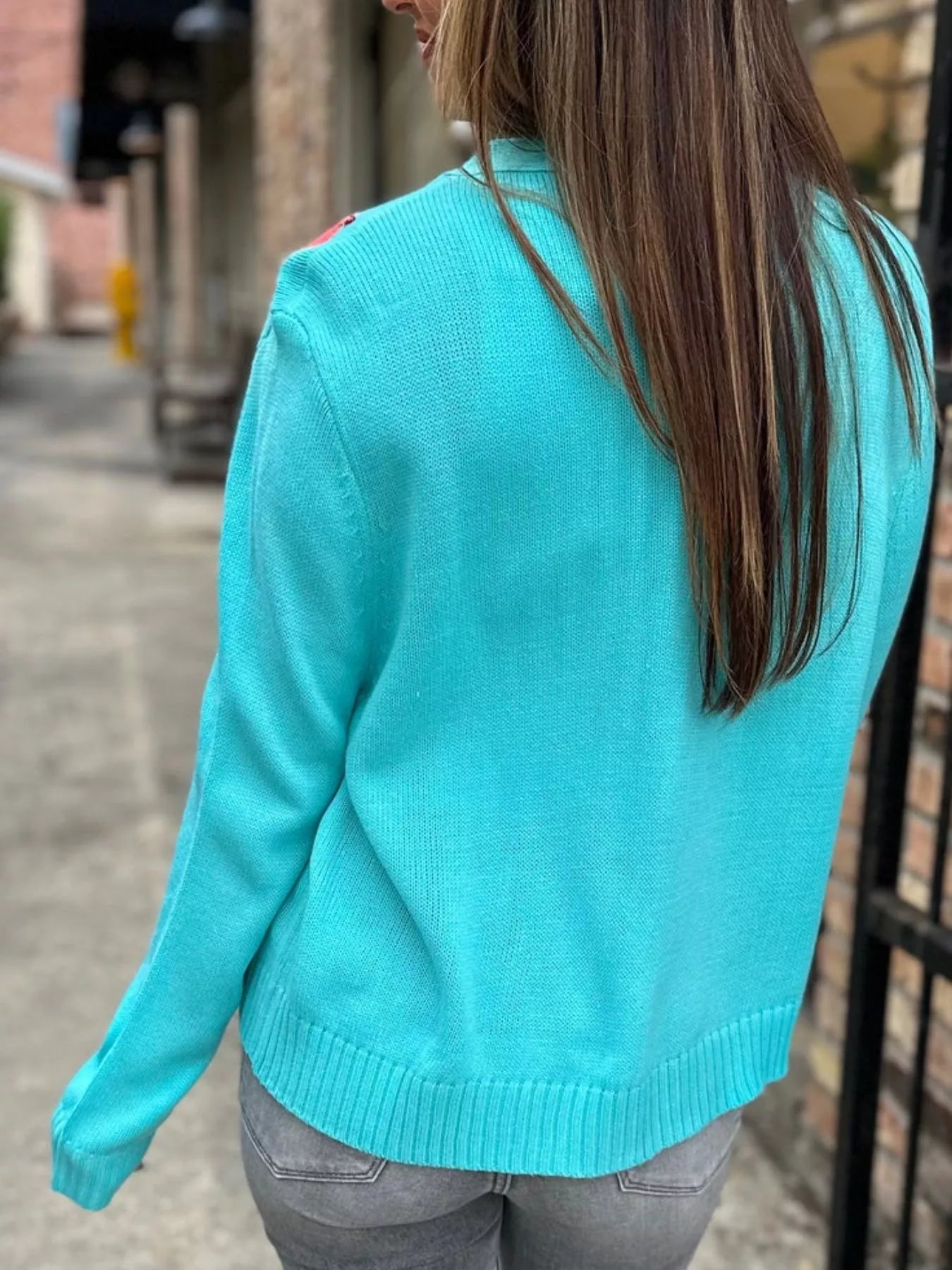 Nutcracker Ribbed Hem V-Neck Cardigan Trendsi