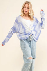 And The Why Blue Tie Dye Twisted Sweater OutfitFlow