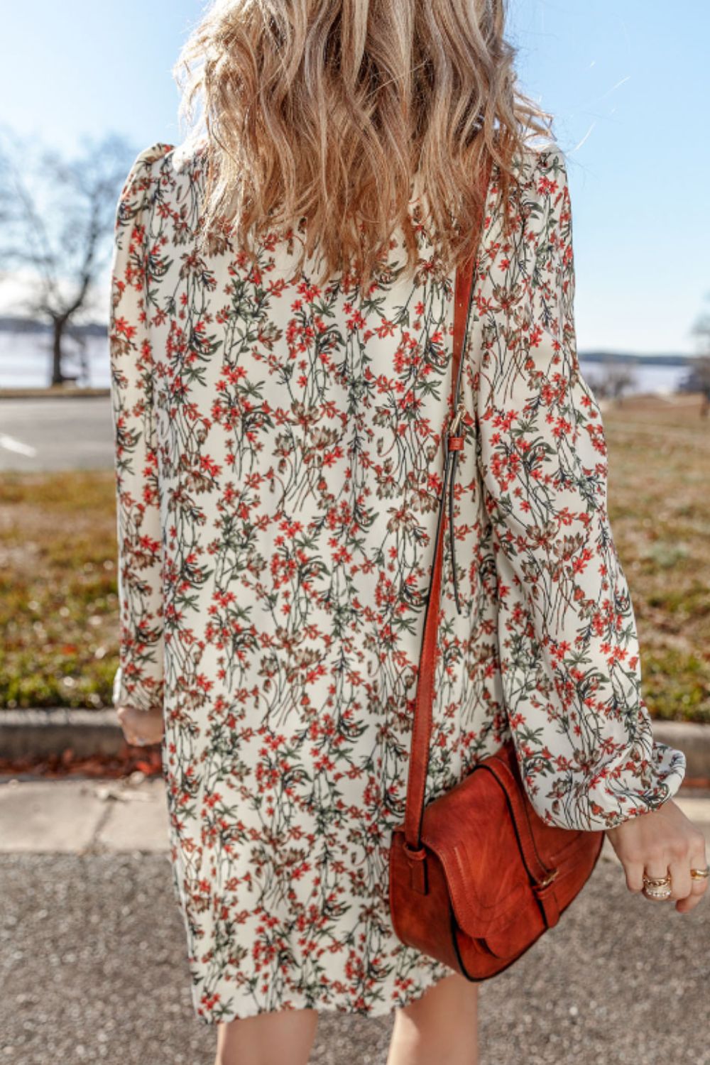 Outfit Flow - Floral Round Neck Long Sleeve Dress