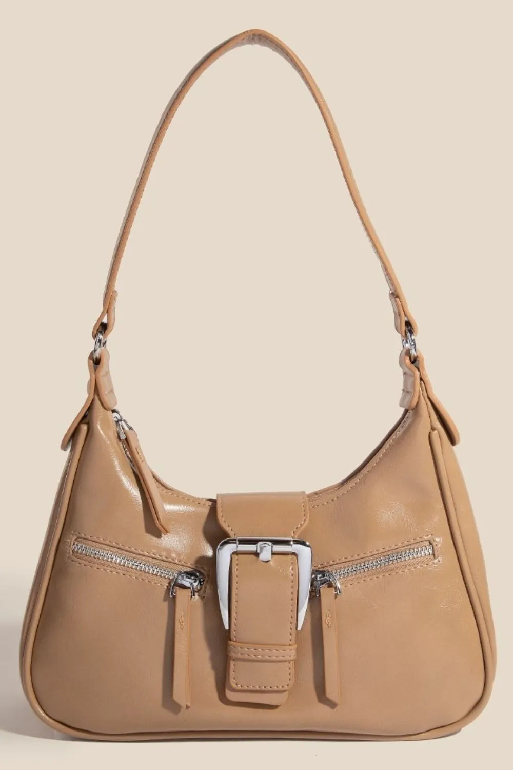 Fame Large Buckle Triple Zipper Hand Bag KA One Size OutfitFlow