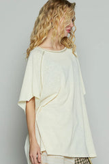 POL Contrast Stitching Half Sleeve Oversized T-Shirt OutfitFlow