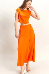 HYFVE Sleeveless Top and Maxi Skirt Set ORANGE OutfitFlow