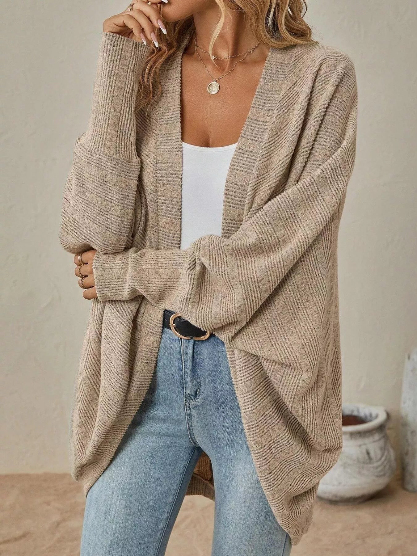 Open Front Cocoon Cardigan OutfitFlow