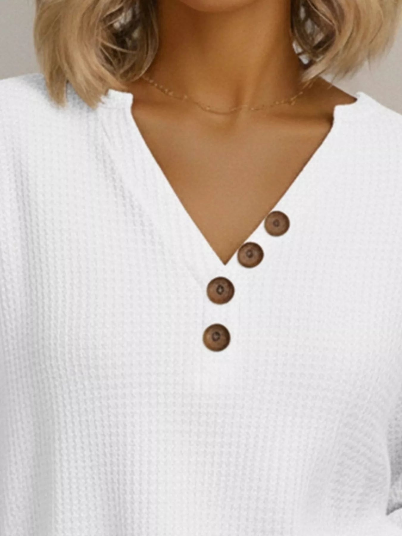 Full Size Casual Waffle Knit Long Sleeve T-Shirt Plus Size OutfitFlow