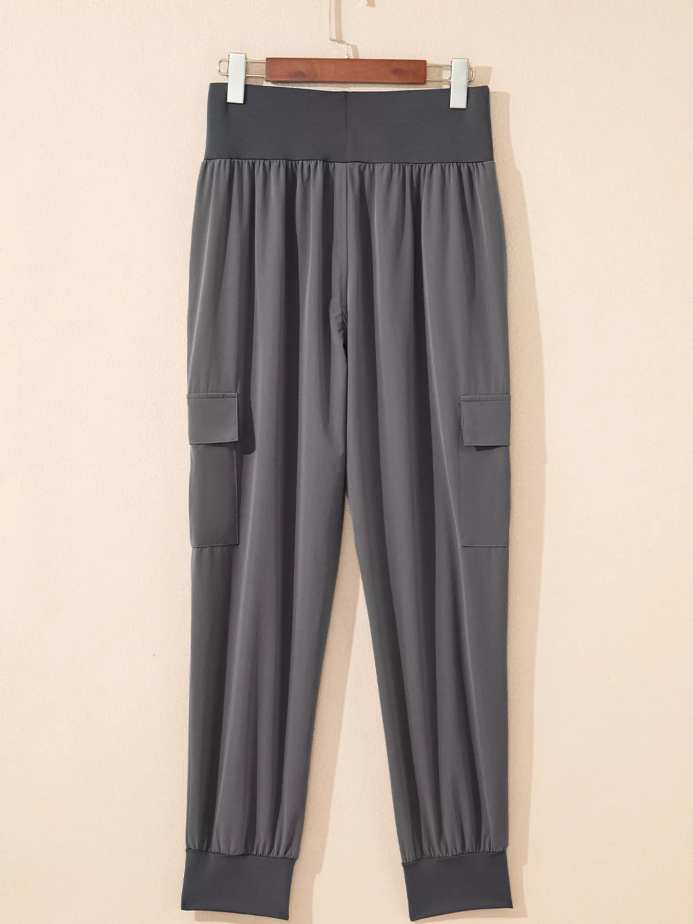 Elastic High Waist Pocketed Cargo Jogger Pants OutfitFlow