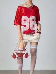 Oversized Number 98 Half Sleeve T-Shirt OutfitFlow
