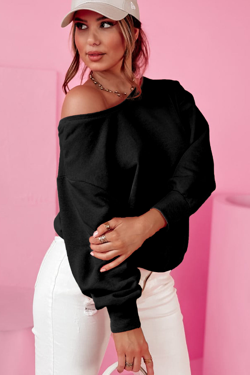 Outfit Flow - Bow Cutout Round Neck Long Sleeve Sweatshirt