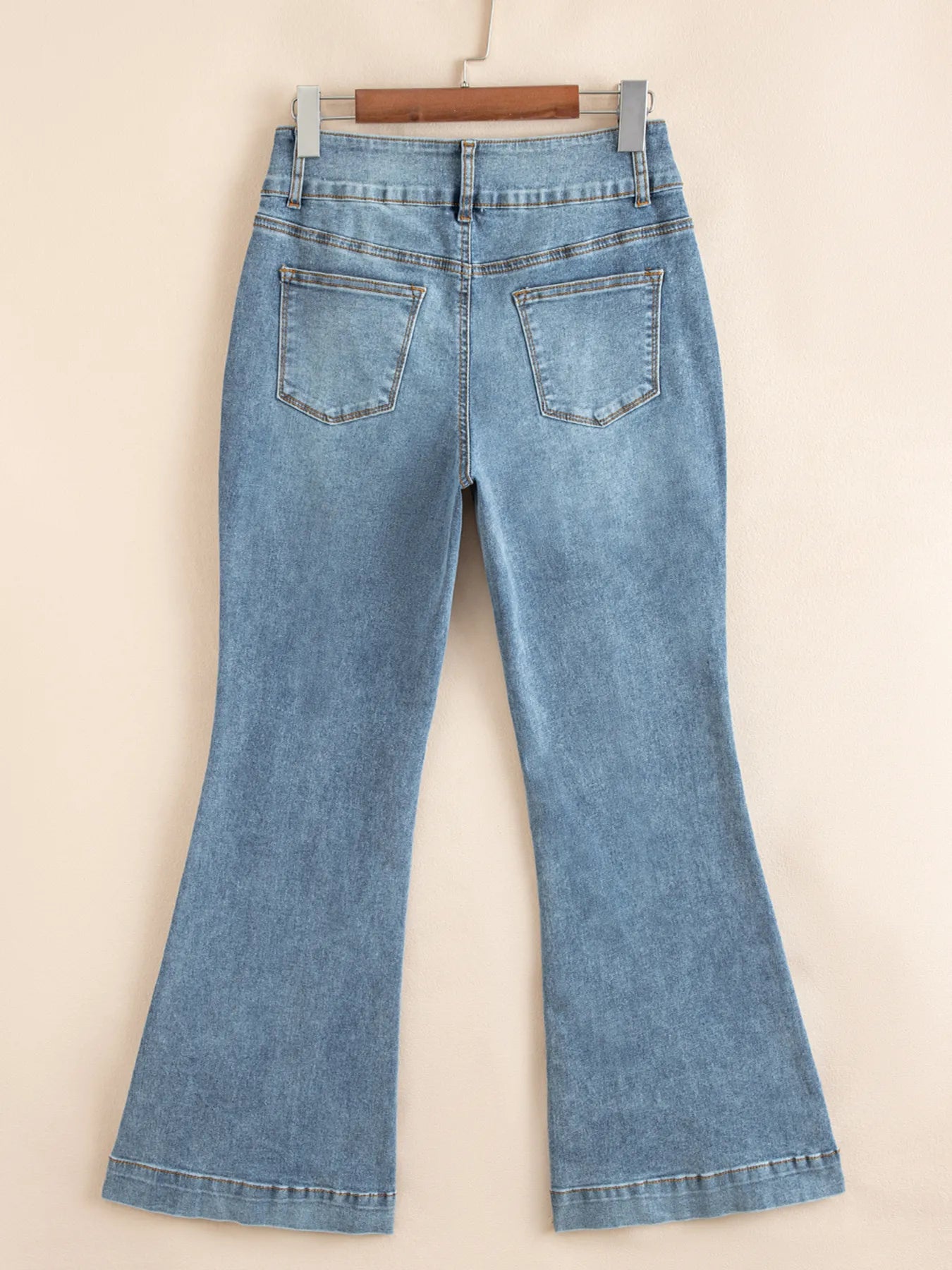 High-Waisted Flare Jeans with Seam Detail OutfitFlow