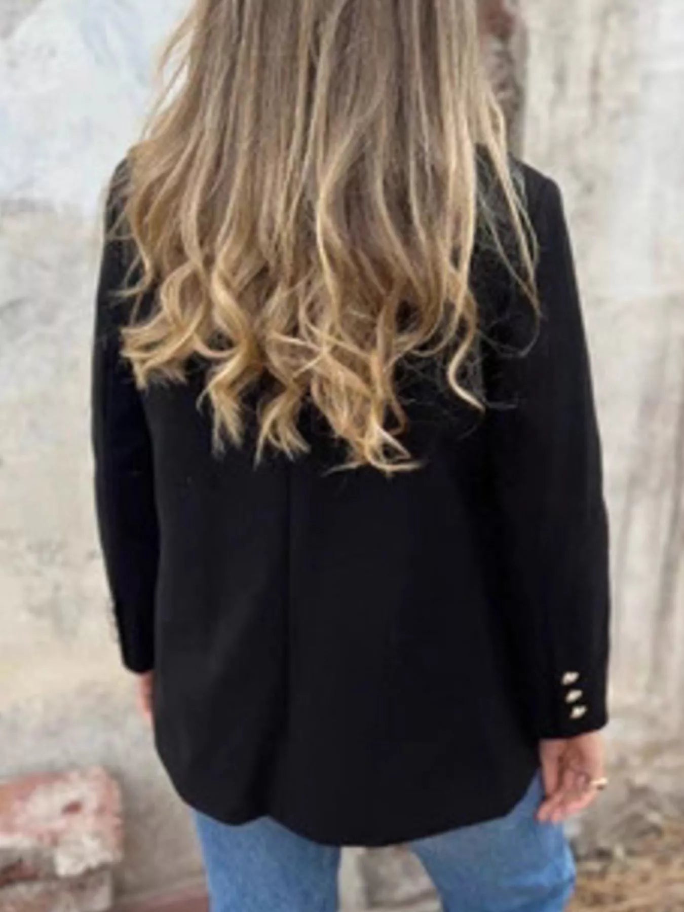 Full Size Double Breasted Long Sleeve Blazer Plus Size OutfitFlow
