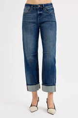 RISEN Slouchy Crop Barrel Cuffed Jeans OutfitFlow