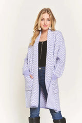 ADORA Chevron Sweater Cardigan PURPLE OutfitFlow