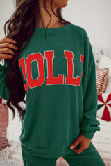 Jolly Christmas Top and Drawstring Pants Set OutfitFlow