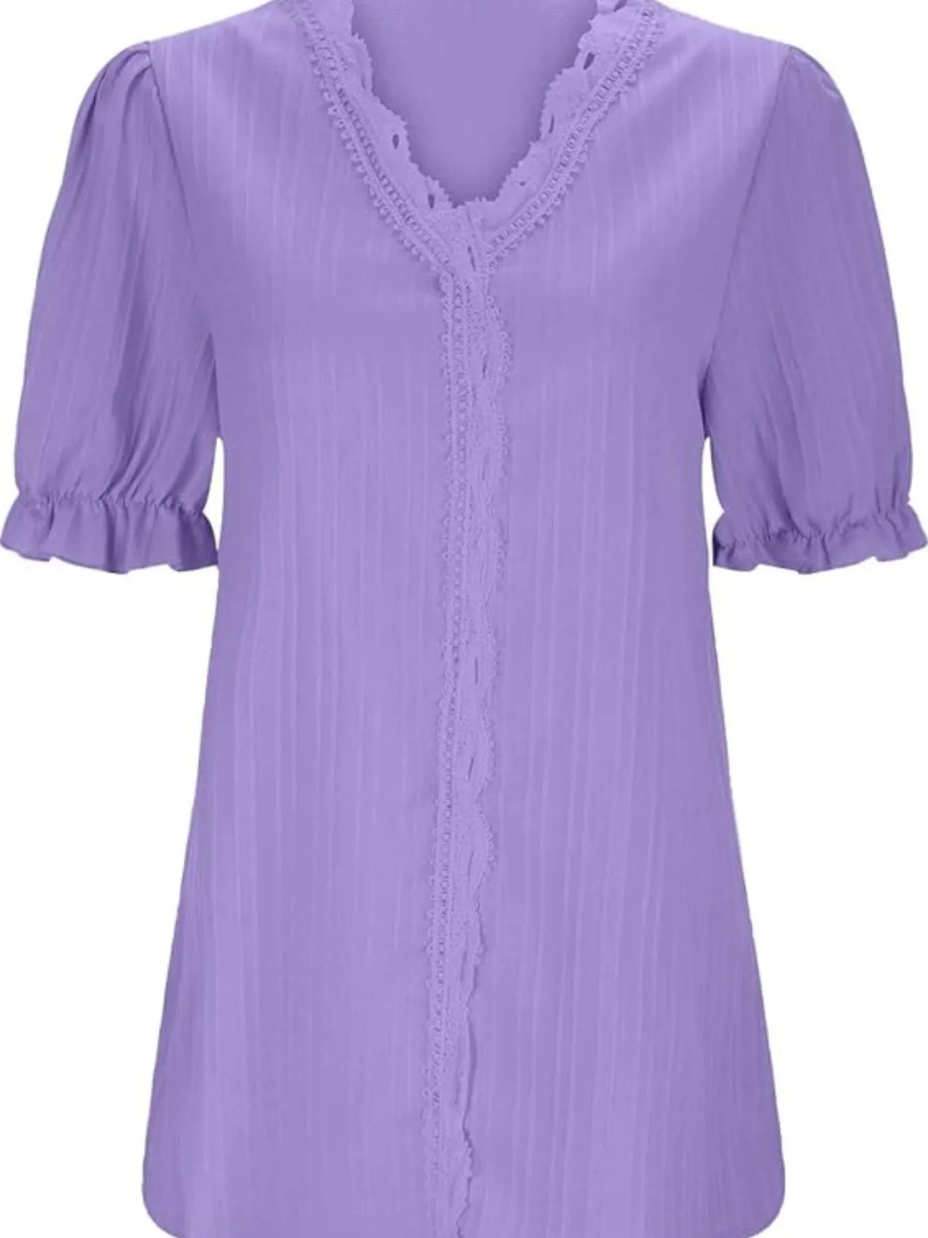 Full Size Lace Detail V-Neck Blouse Plus Size OutfitFlow