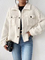 Cozy Sherpa Button-Down Jacket OutfitFlow