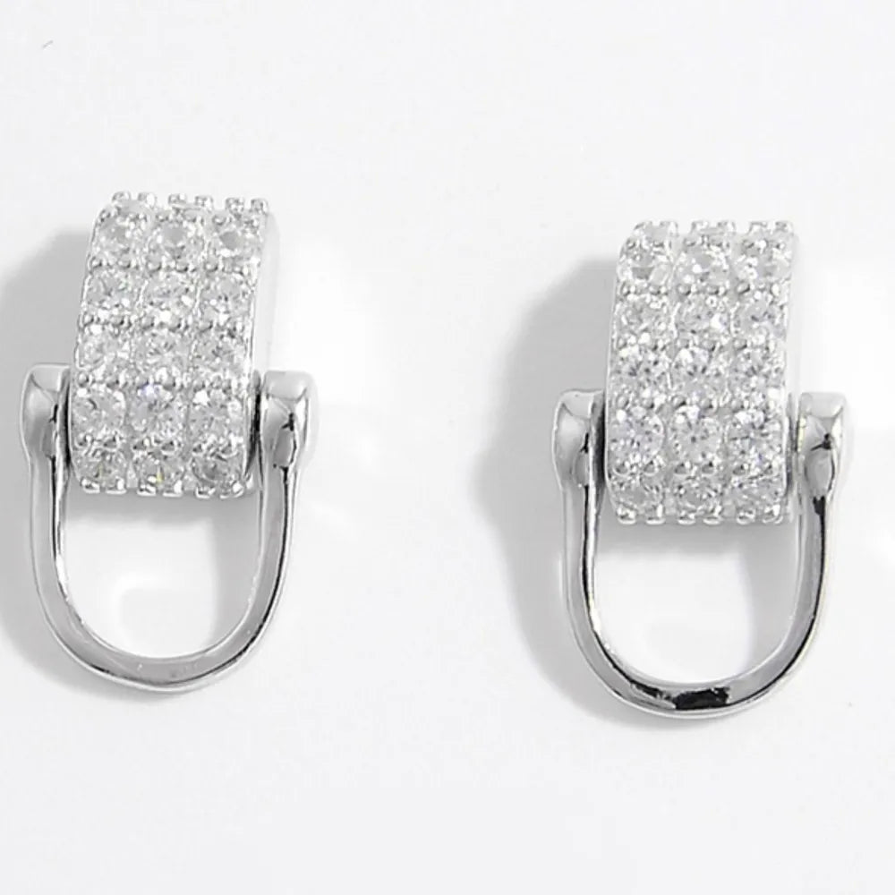 925 Sterling Silver Inlaid Zircon Earrings OutfitFlow