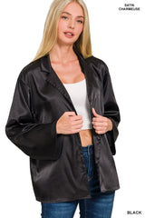 Zenana Satin Button Down Shirt OutfitFlow