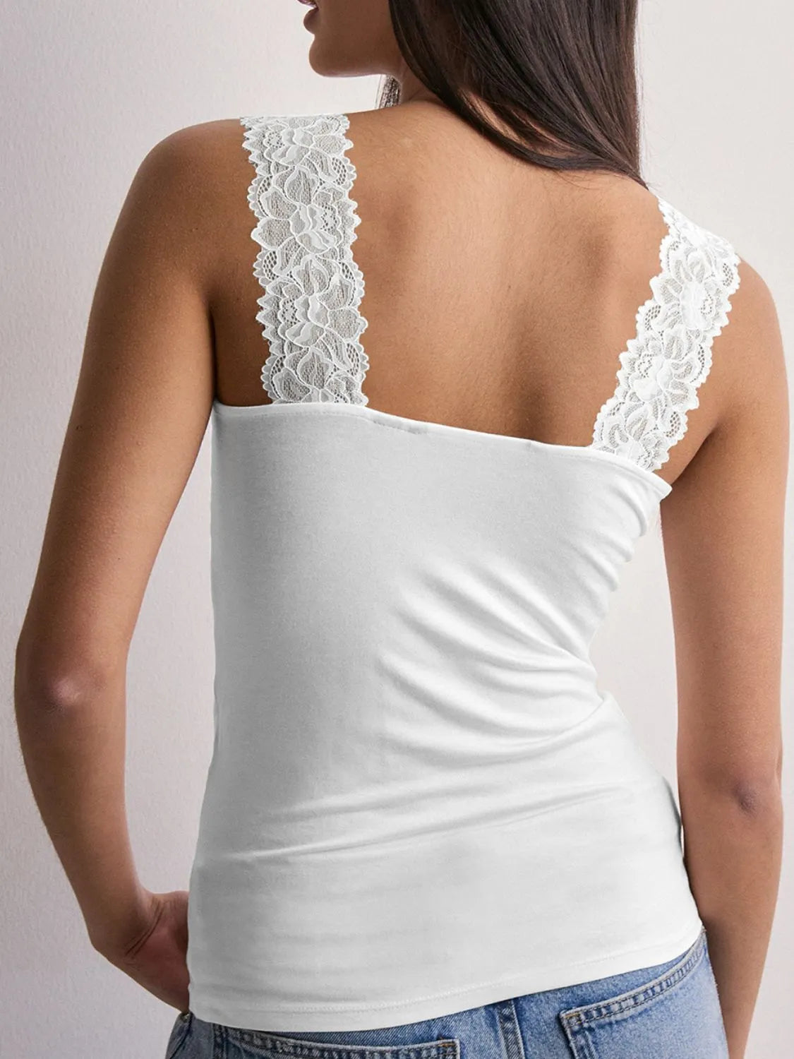 Lace Detail Wide Strap Tank OutfitFlow