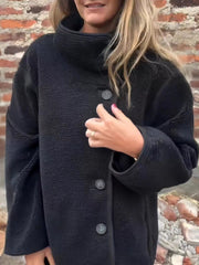 Full Size Button Up Long Sleeve Fleece Jacket Plus Size Trendsi