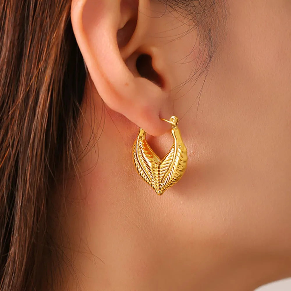 Titanium Steel Leaf Shape Earrings OutfitFlow