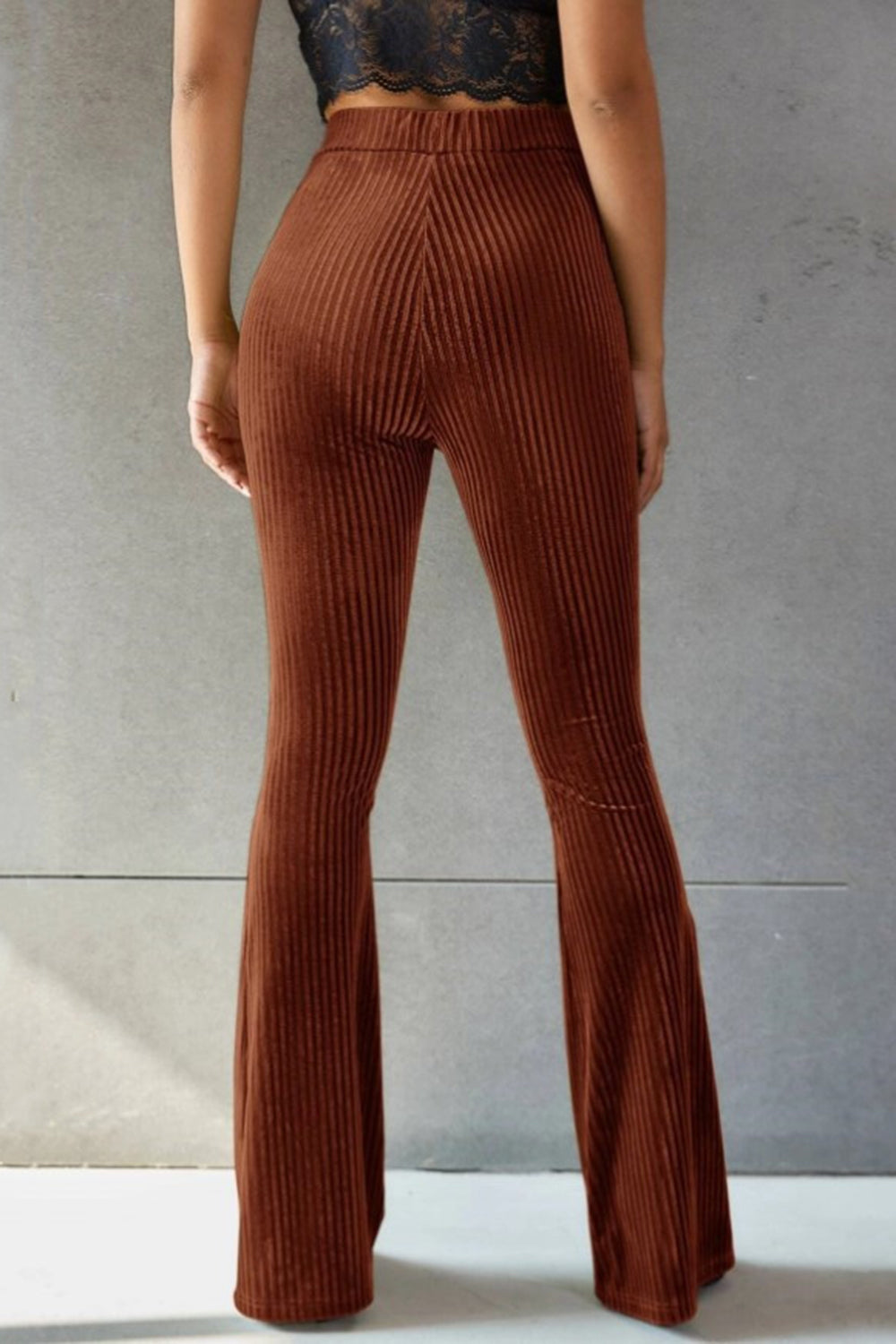 Outfit Flow - Ribbed High Waist Flare Pants