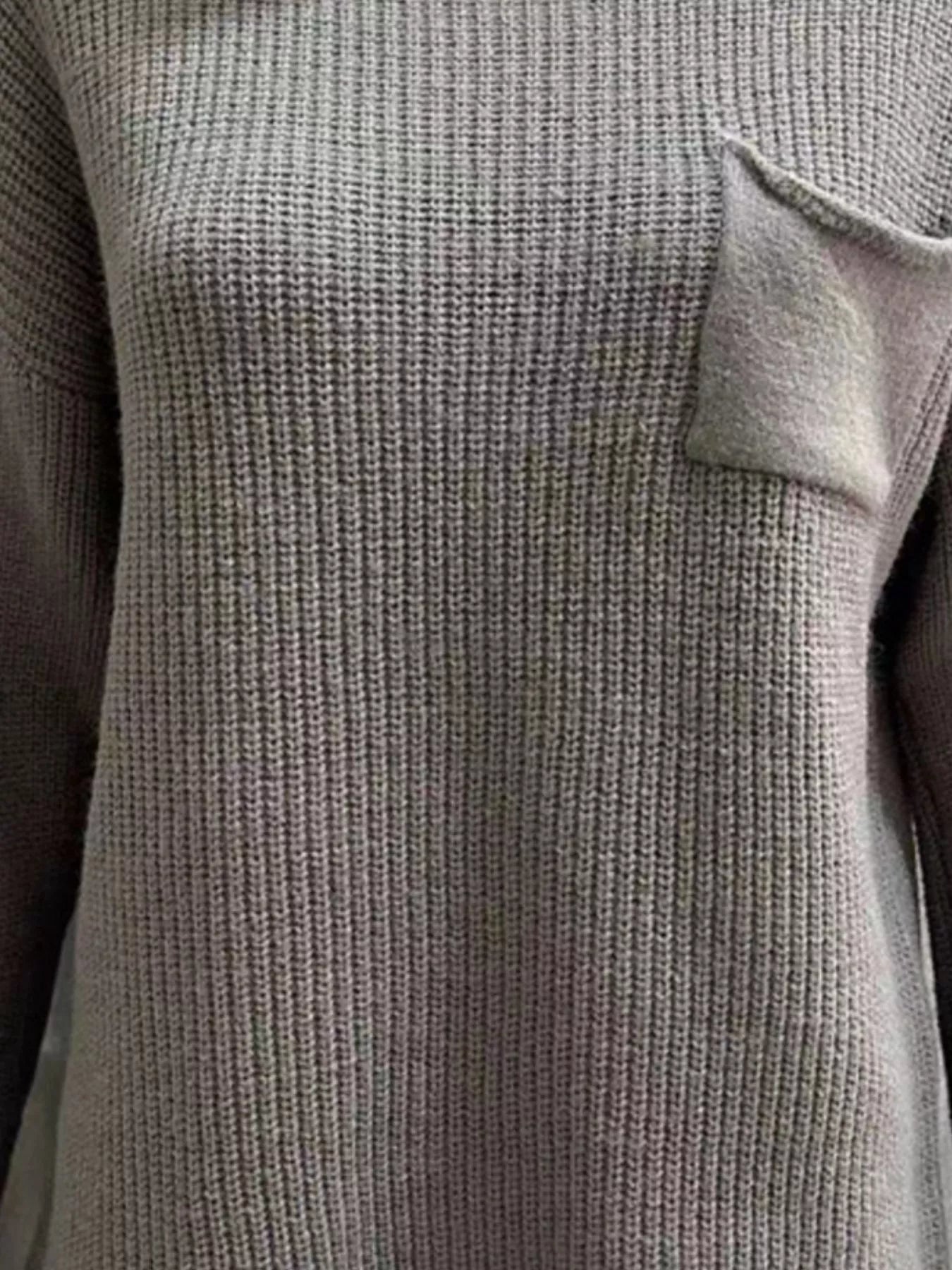 Pocket Detail Dropped Shoulder Sweater OutfitFlow