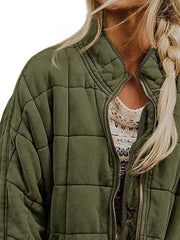 Full Size Zip Up Quilted Bomber Jacket Plus Size Trendsi