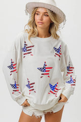 BiBi American Flag Sequin Star Sweatshirt OutfitFlow