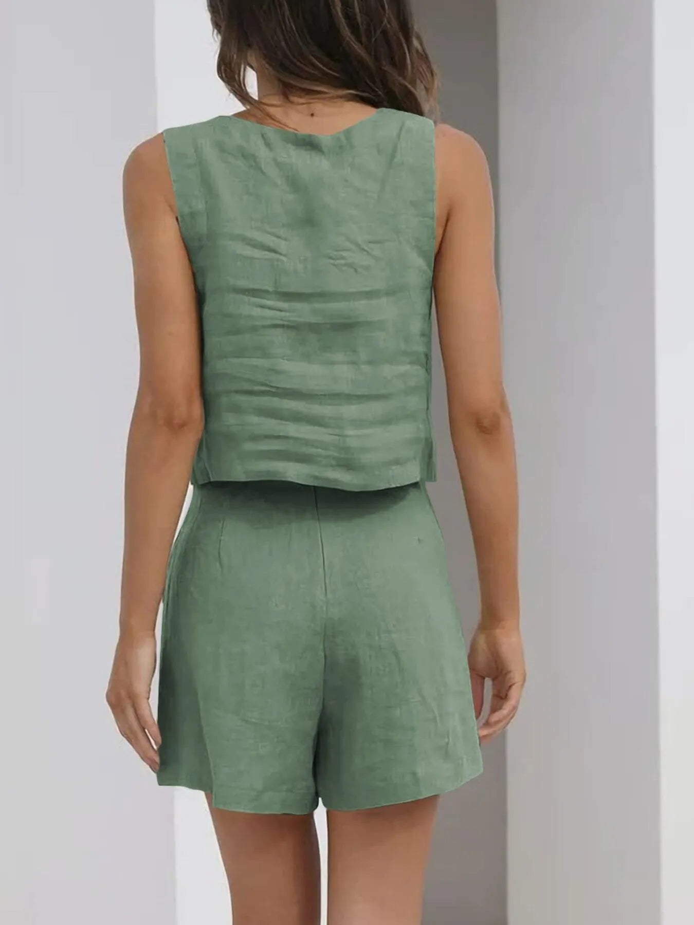 Square Neck Tank and Shorts Set OutfitFlow