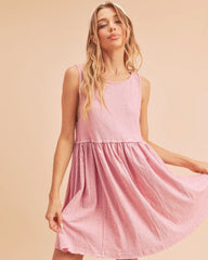 Aemi + Co Round Neck Mini Tank Dress Pink OutfitFlow