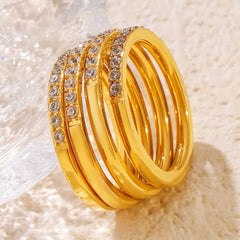 Titanium Steel Inlaid Zircon Ring OutfitFlow