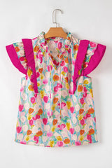 Floral Ruffle Layered Sleeve Blouse OutfitFlow