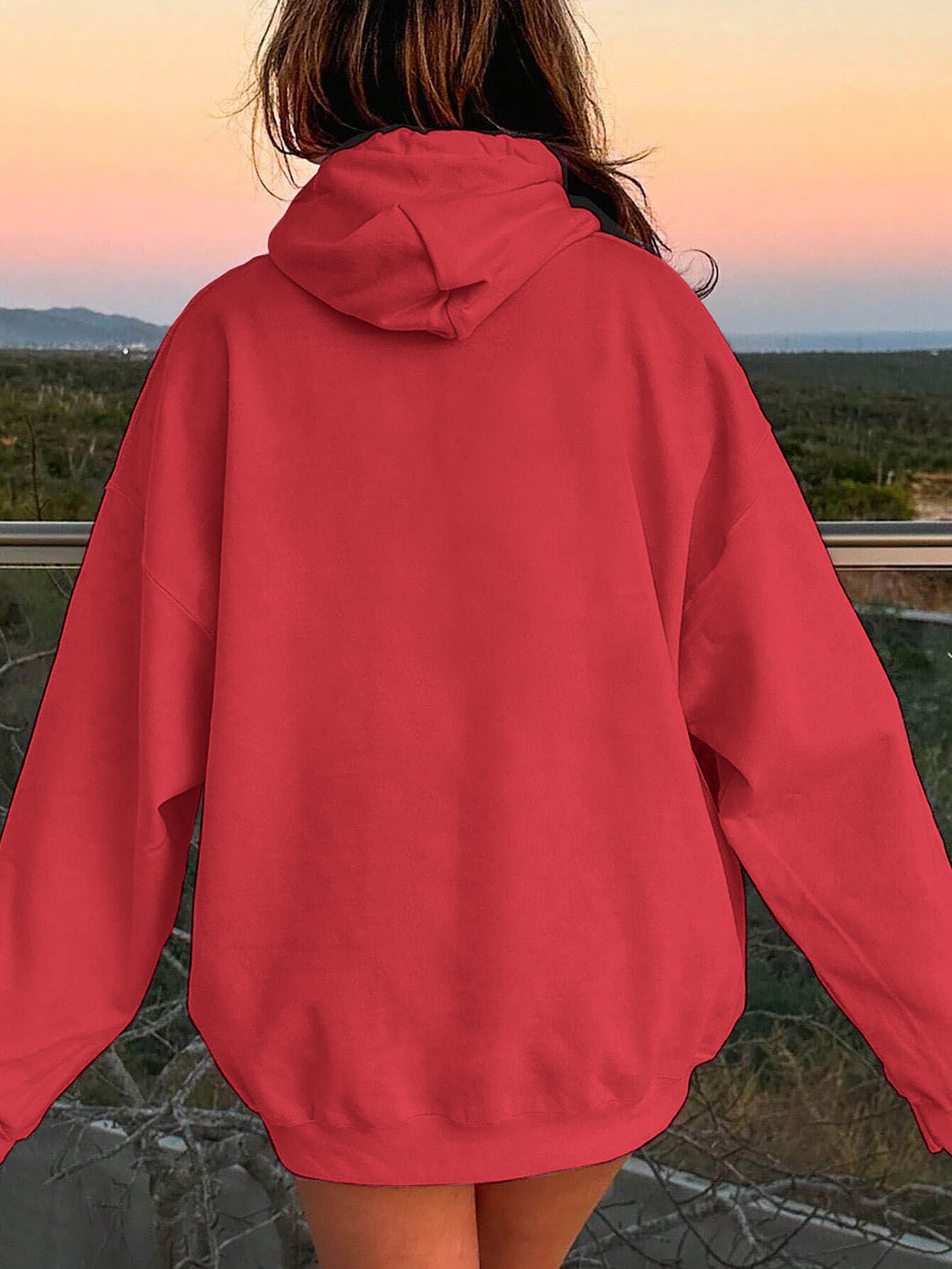 Drawstring Dropped Shoulder Hoodie OutfitFlow
