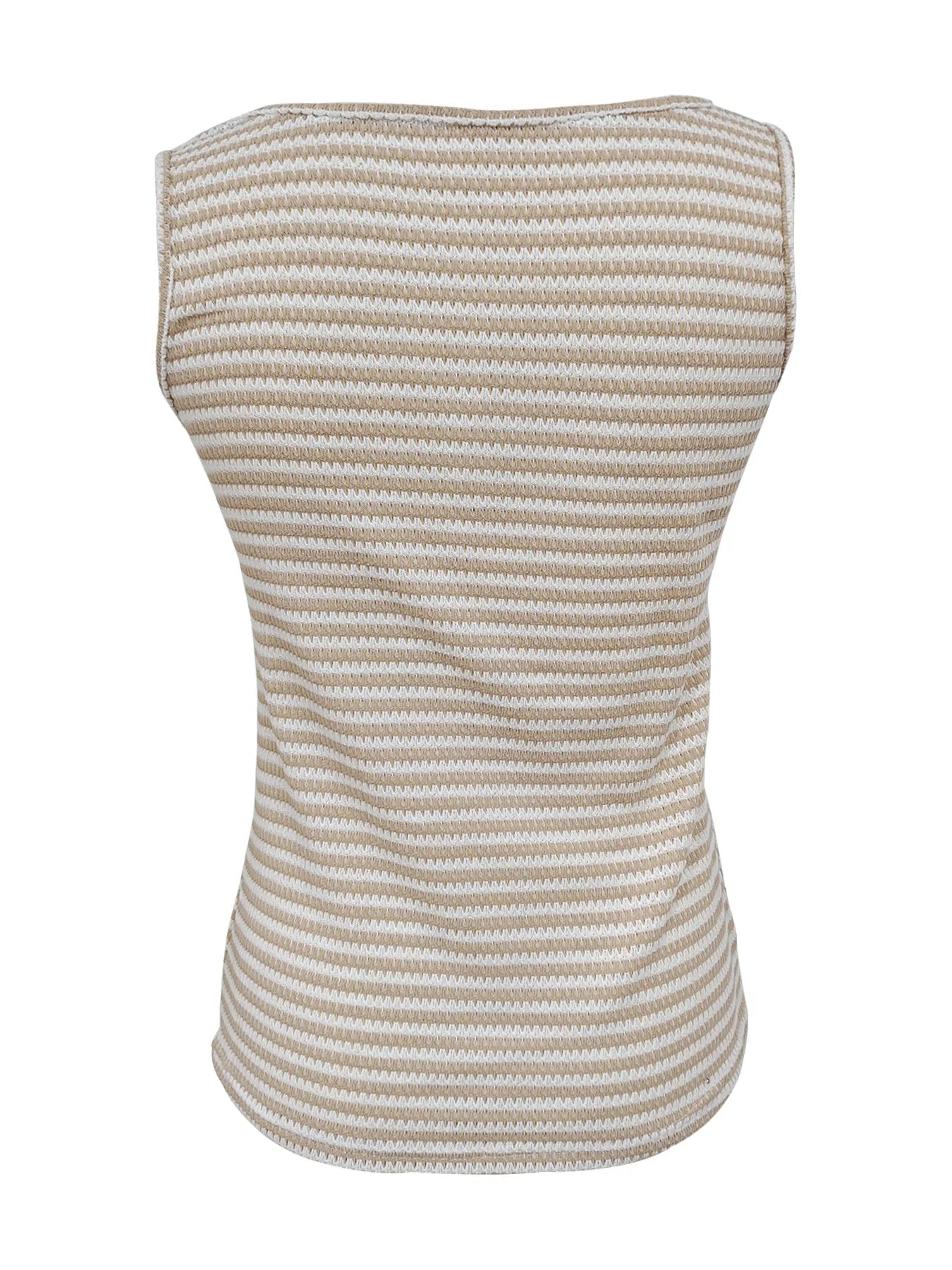 Striped Button Front Knit Tank Top OutfitFlow