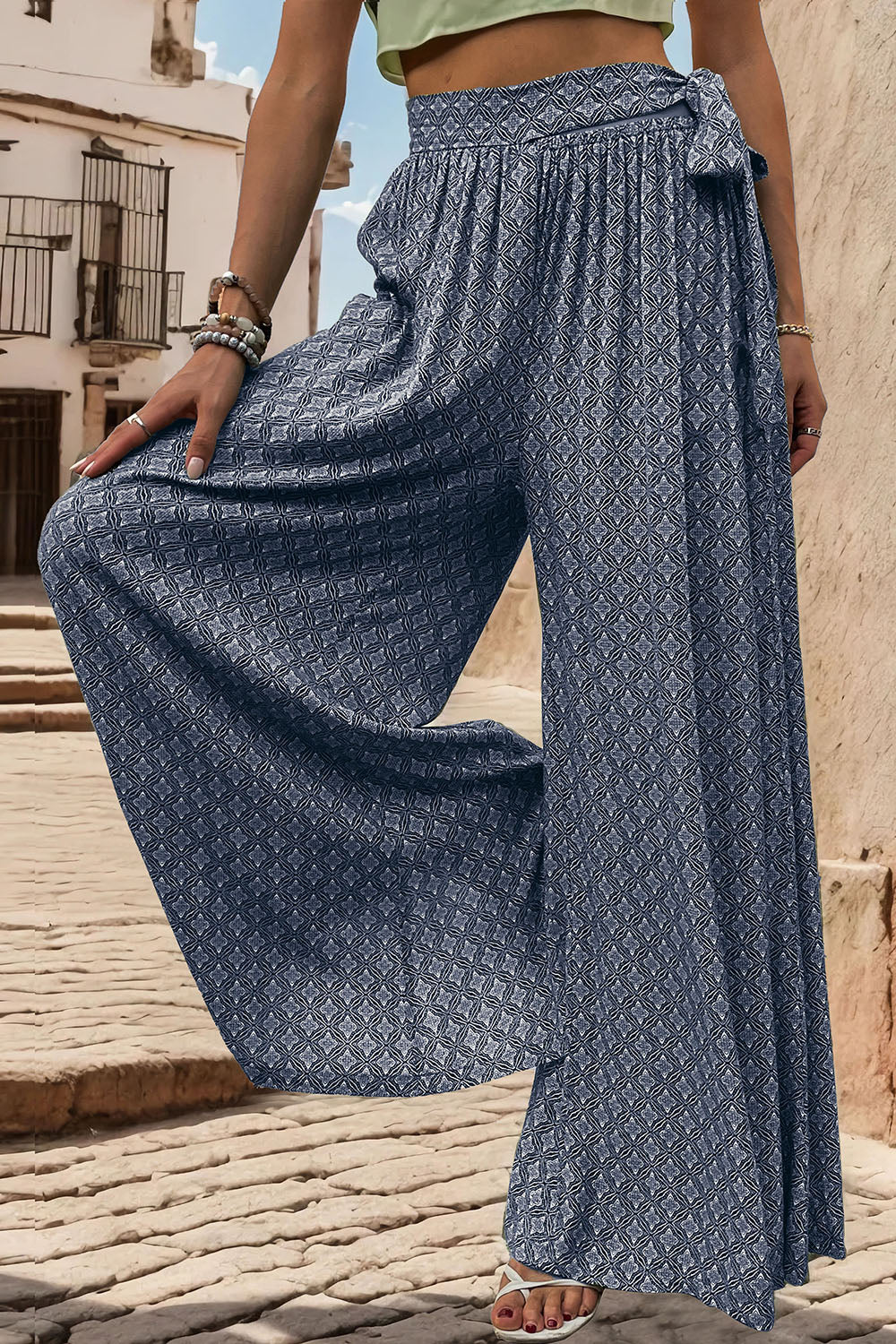 Outfit Flow - Perfee Printed Tied Wide Leg Pants