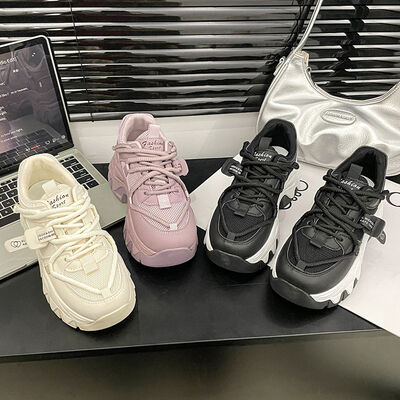 Lace Up Round Toe Platform Athletic Shoes OutfitFlow
